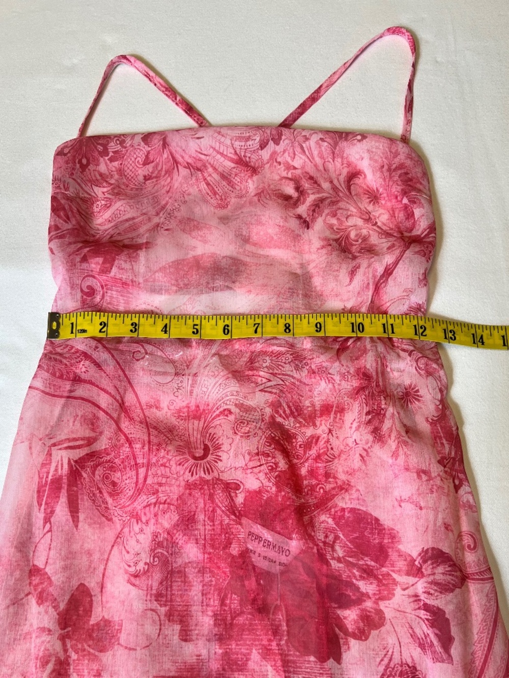 NEW - Peppermayo Tara Maxi Sheer Dress Pink Print Open Lace-Up Back - Picture 6 of 10